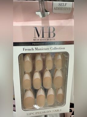 2 boxes French Manicure Press-On Nails - Nude & White